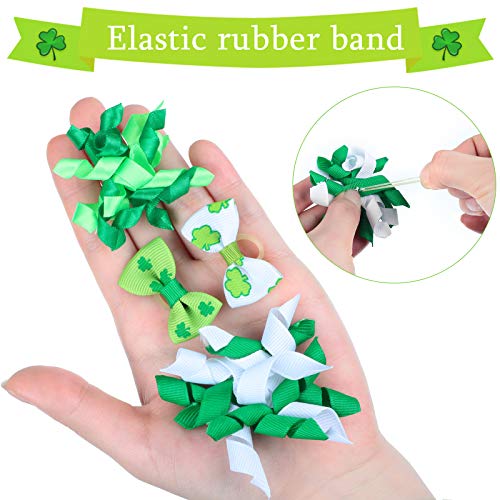 Weewooday 16 Pieces St. Patrick's Day Dog Hair Bows Pet Curve Bows Various Styles Puppy Cat Green Clover Hair Bows with… - Image 4