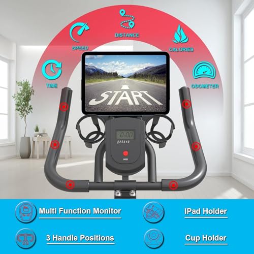 Image of Exercise Bikes Stationary,Exercise Bike for Home Indoor Cycling Bike for Home Cardio Gym,Workout Bike with Mount & LCD Monitor,Silent Belt Drive