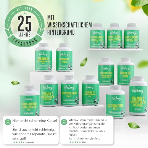 Vitabay Lecithin 1200 mg – 120 Vegane Sojalecithin Softgels – Mit Phosphatidylcholin & Vitamin E – Ohne Gentechnik – Pflanzliches Nahrungsergänzungsmittel als Alternative zu Lecithin Pulver