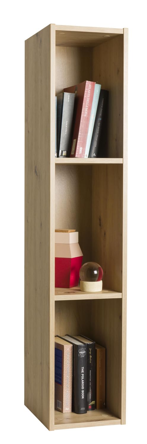 Composad | Pensile della Linea MUNDI con 3 Vani, Mobile Soggiorno, Salotto, Moderno ed Elegante, (LxAxP) 25x123,2x30 cm, Colore Rovere Mielato, Made in Italy