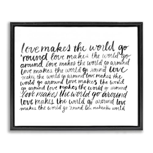 'Casual Cursive Love Phrase Repeating'| Floating Frame Canvas Art