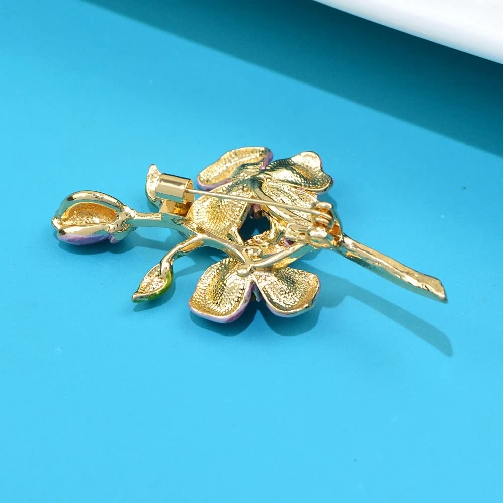 broche, Broches de flores esmaltados con diamantes imitación for bodas, oficina, broche planta elegante, alfileres, joyería for mujeres y hombres
