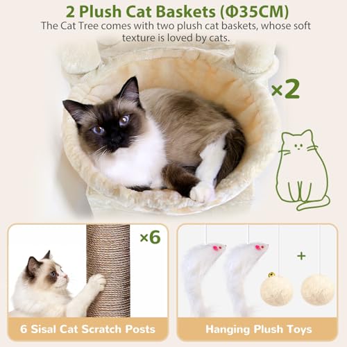Arbre a chat XXL Globlazer beige 192 cm pour grands chats - 6