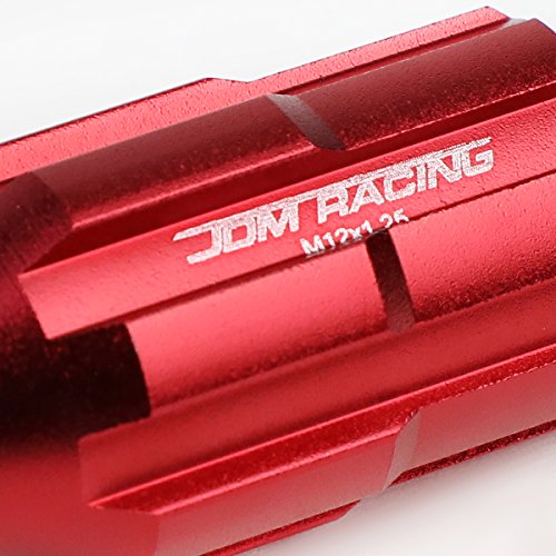 Image of DNA MOTORING LN-ZTL-9025-125-RD 20Pcs M12 x 1.25 Open End Style Wheel Lug Nuts w /Deep Drive Extension Adapter, 24mm OD /50mm H, Red