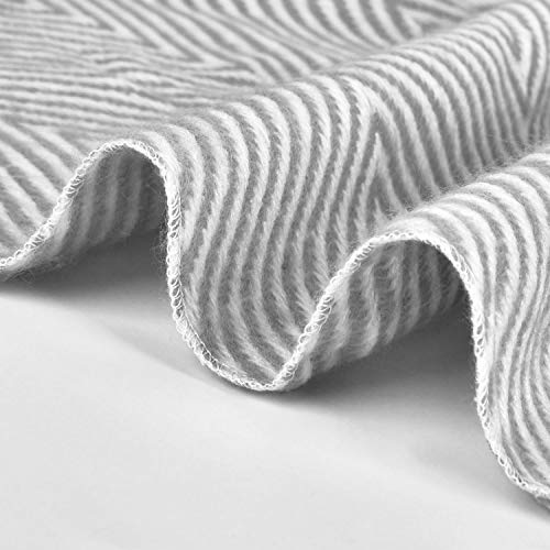 Herringbone Stripe Throw Blanket Decorative Soft Cashmere Blankets With Fringe 50 × 60 Inch Fuzzy Cozy Chevron Throws Lightweight For Bed, Sofa, Office, Car, Indoor, Outdoor, Gray And White #TOP5