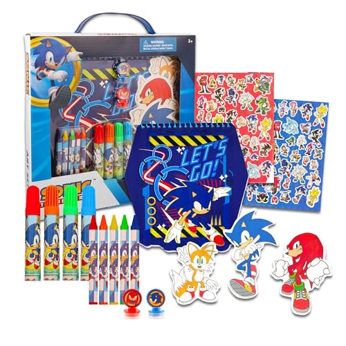Sonic The Hedgehog Art Set | Notebook Crayons Markers More