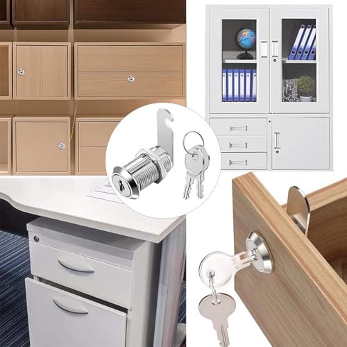 zoerbufan Briefkastenschloss mit 5 Verschiedene Schlossplatten und 2 Schlüssel, 16 mm Schrankschloss, Briefkasten schloß, Spindschloss, Hebelschloss Möbelschloss für Schranktüren, Büro, Aktenschrank