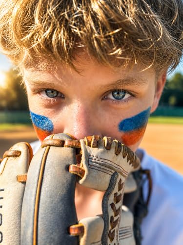 Image of SHINER STICKS Dual-Sided, 14 Colors Athlete Colored Eyeblack, SPF30 UVA&UVB Sunscreen Protection and Moisturizer, Non-Greasy, Glare Reduction, Sweat-Resistant, Easy Removal (Navy & Orange)