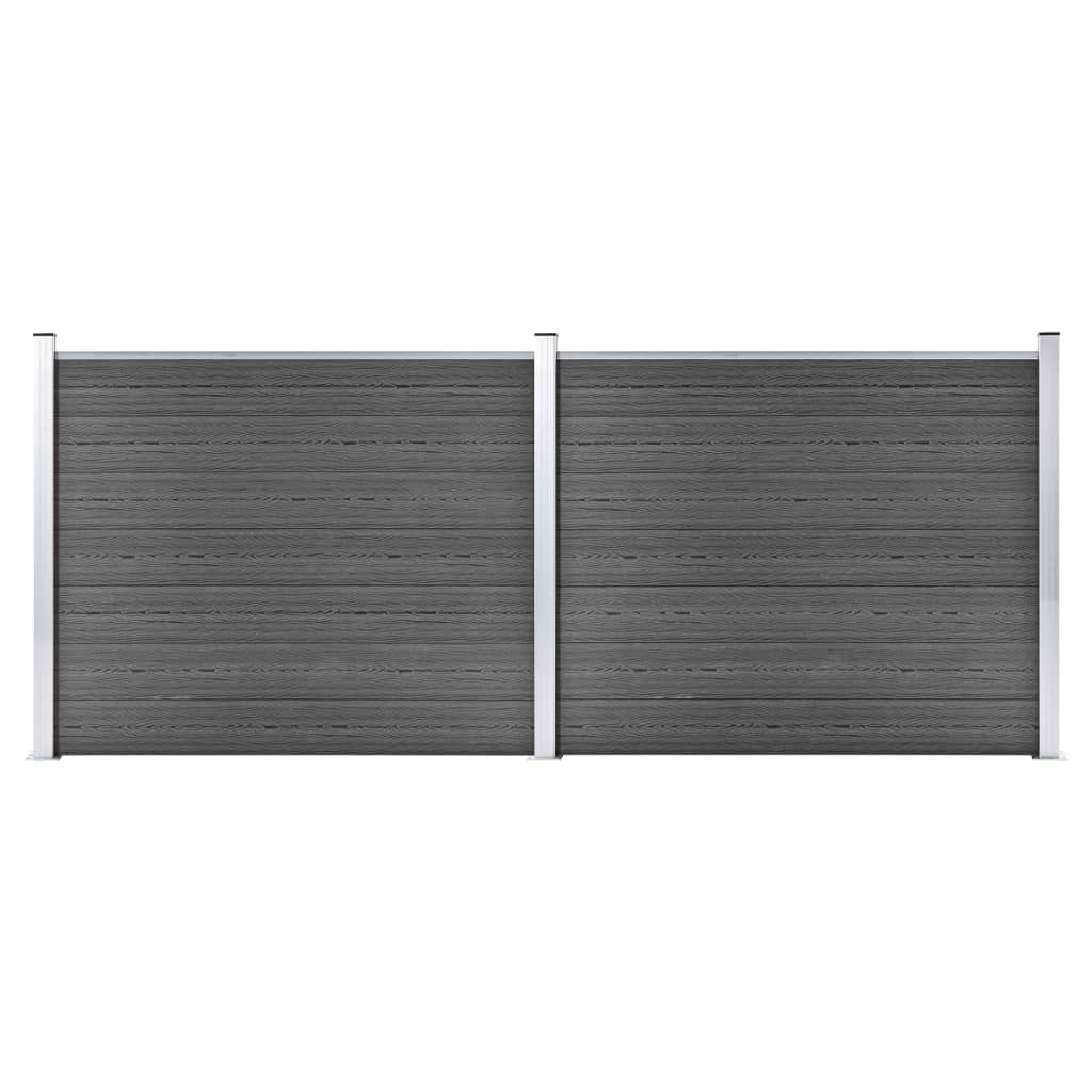 vidaXL Zaunelement Set WPC 353x146 cm Schwarz