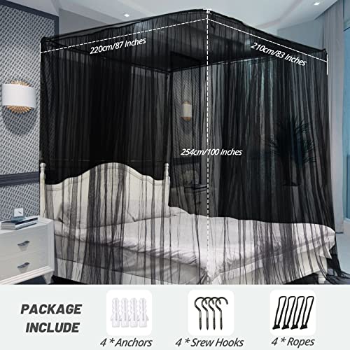 South To East Black Canopy Bed Curtains & White Bed Canopy For Girls With Glowing Stars #TOP3