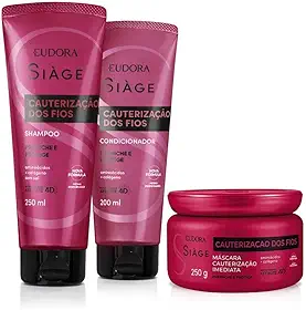 Eudora Kit Siàge Cauterização dos Fios: Shampoo 250ml + Máscara Capilar 250ml + Condicionador 200ml