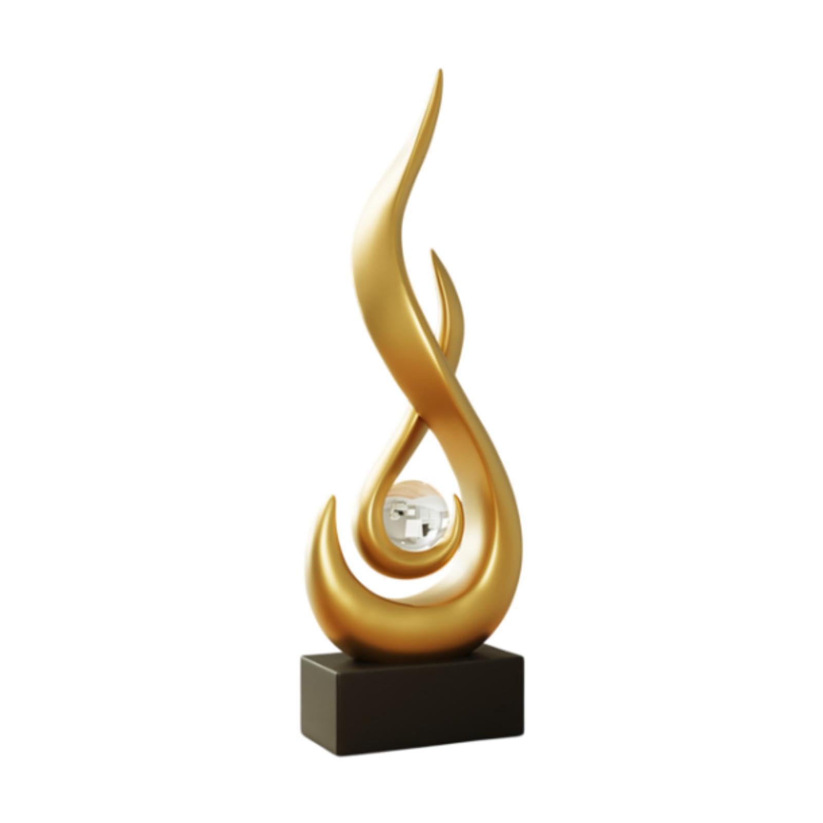 Estatua de Fuego de Resina, Adorno de Mesa, Arte Moderno para Salas de Estar, Oro, Individual