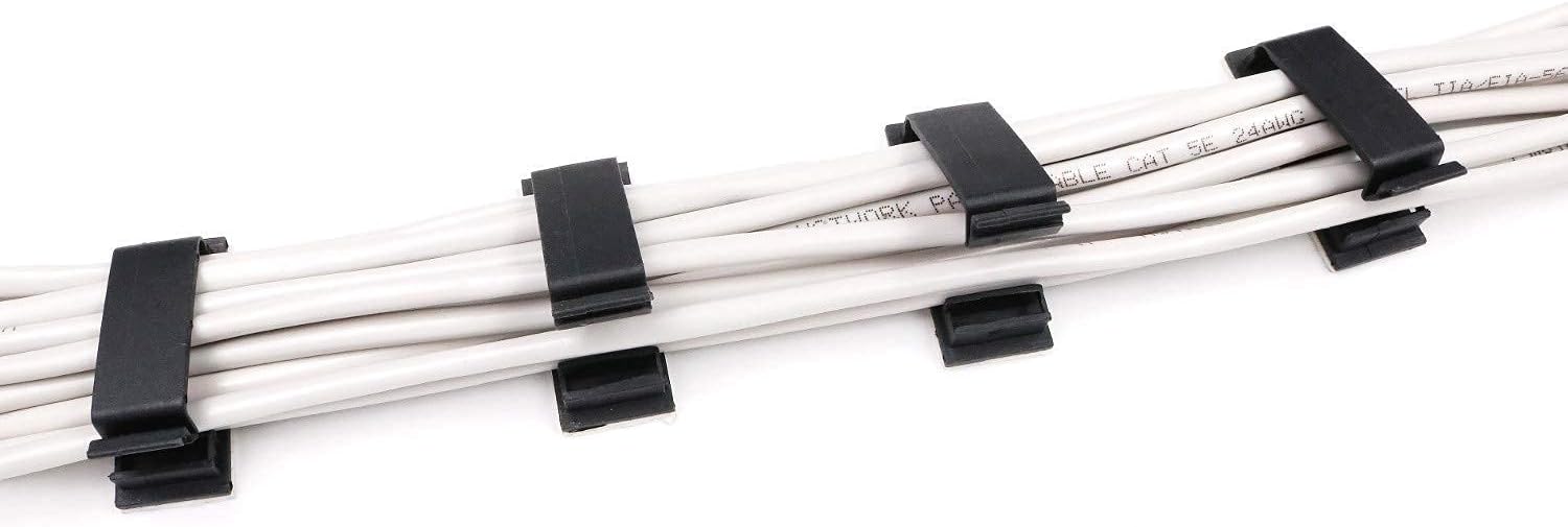 ENVISIONED Black Multipurpose 3M Adhesive Cable Clips Bundled with 1/2" x 8" Black Cable Ties