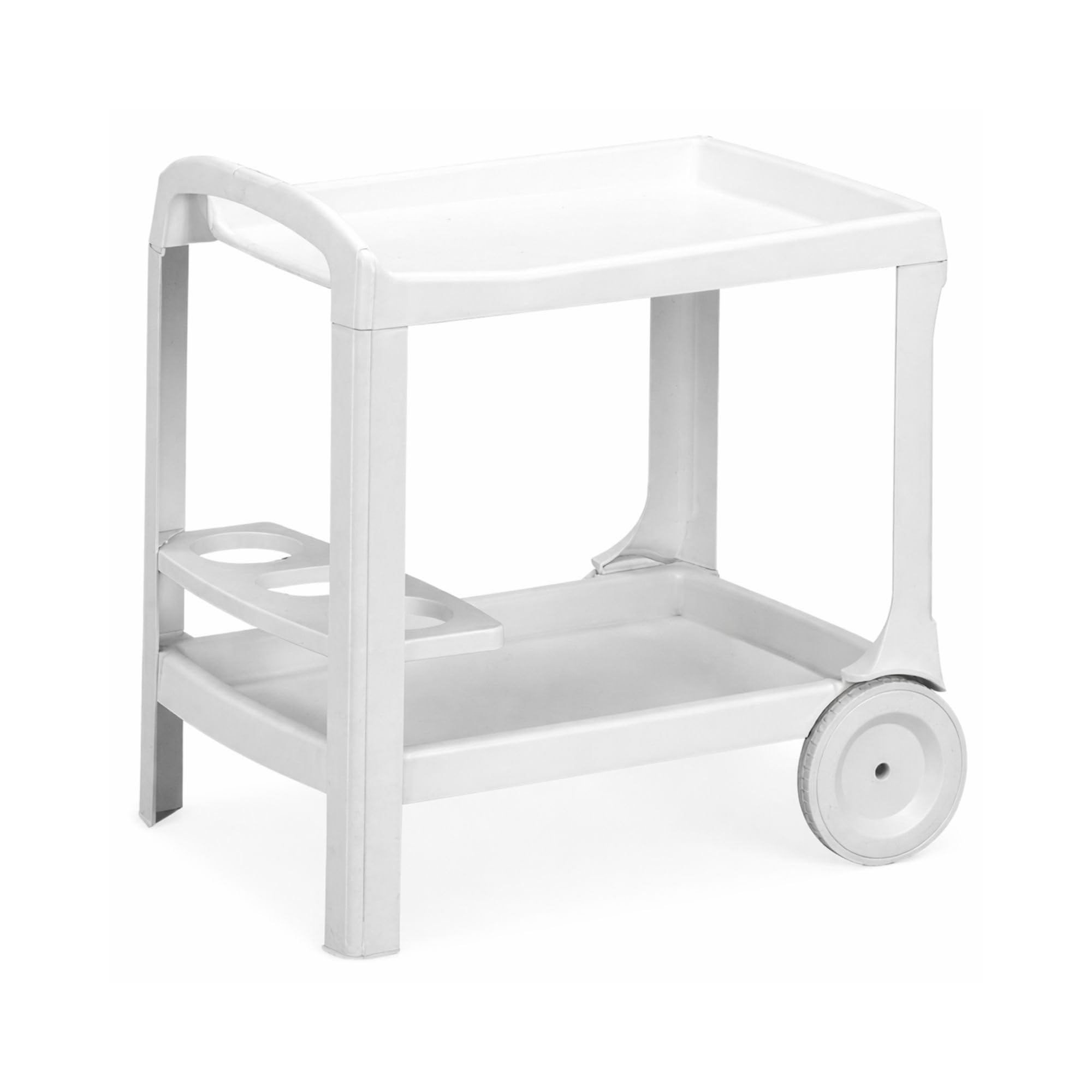 Carrello Multiuso in Plastica Bianco con Ripiani Portavivande Portabottiglie per Cucina Casa Esterno