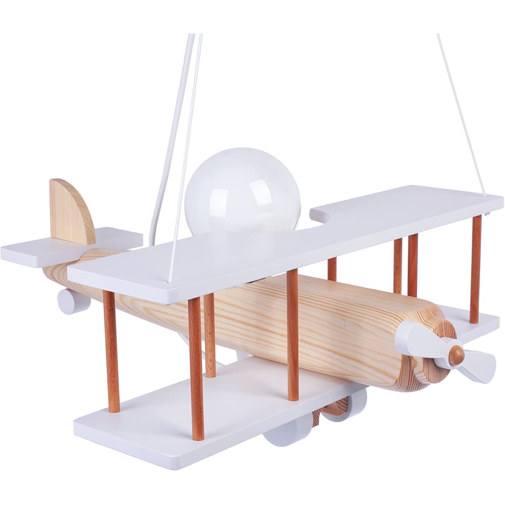 ItalPol Produkt Lampada in legno da soffitto, lampadario a sospensione Aereo 45cm x 42cm per cameretta bimbo.