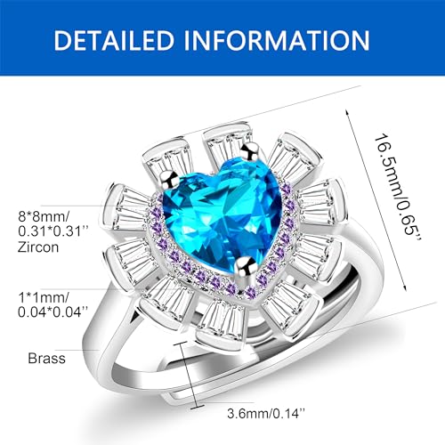 Image of Yongxu Inlaid Cut Color Blue Zircon Ring As A Valentine's Day Gift for The Wife's Anniversary Celebration, Shining Like Brilliant Flowers