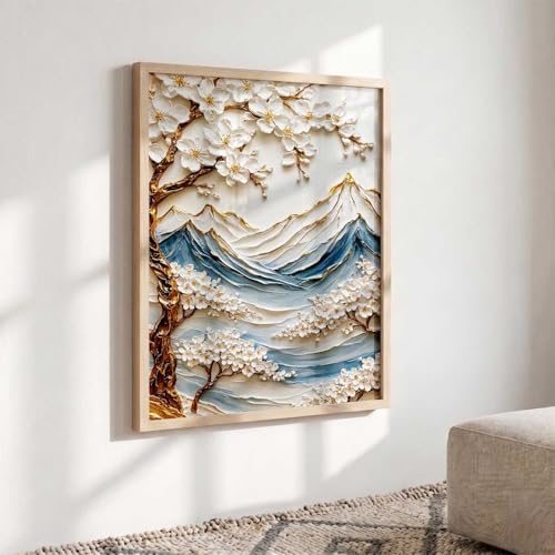 Image of kotart Mountain View Wall Art Home Decoration | Aesthetic Floral Paintings With Frame For Living Room Bed Room Hotel Wall Decor Digital Reprint (13x17 inch)