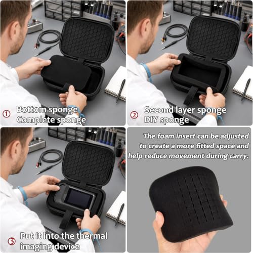 Image of Boobowl Hard Case for HSFTOOLS HF96 / for FLIR C5 Thermal Camera - Shockproof Infrared Camera Carrying Case with DIY Foam & Accessory Pocket for HVAC Technician, Electrician & Field Inspector (Black)