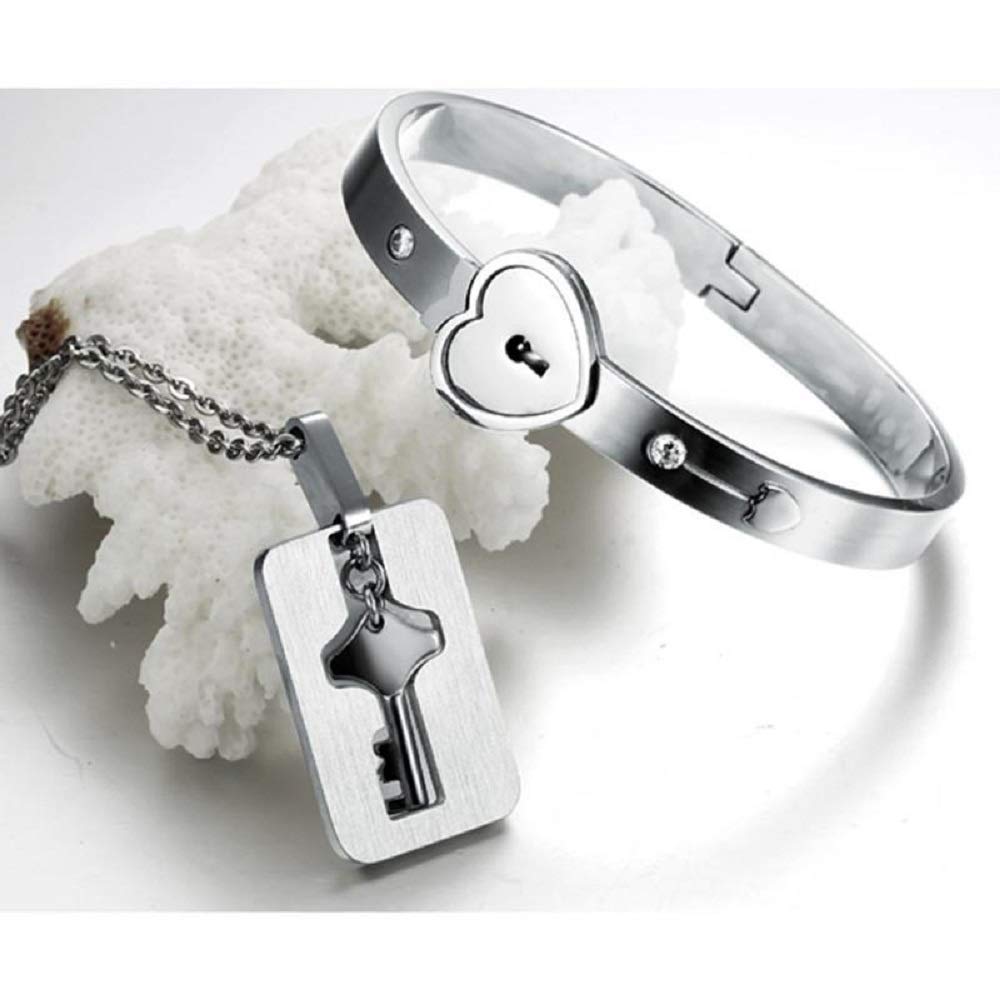 Couple Bracelet Pendant Necklace Set 