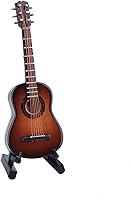Vista 6 de Guitarra miniatura de madera con soporte y estuche, mini instrumento musical, réplica de guitarra clásica, figuras coleccionables