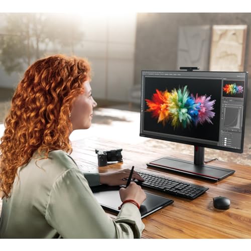 Image of Lenovo ThinkCentre Business All in One Desktop, 23.8 inch FHD IPS Display, Intel Core i5 Processor (6 cores, Up to 4.3 GHz), 1080P Webcam, DVD-RW, Windows 11 Pro (32GB RAM, 1TB SSD | 1TB HDD)