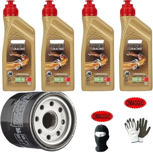 COMPATIBLES con Cagiva K7 125 Motor Servicio-Mantenimiento LUBRICANTE Cambio Aceite CASTROL Power 1 SINTÉTICO Racing 10W40 4T Super Acceleration + Filtro DE Aceite DIY