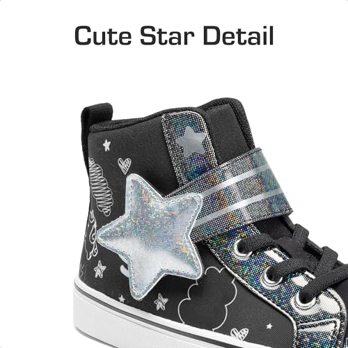 DREAM PAIRS Girls Sneakers High Top Hook and Loop Sparkly Shiny Comfortable Casual Walking Shoes for Toddler/Little/Big Kids2