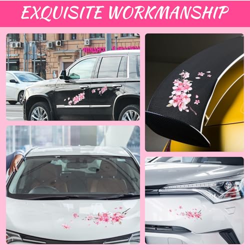 Image of Gjinxi 2 Pcs Car Stickers for Women, Cherry Blossom Vinyl Car Sticker Scratches Stickers Car Decoration, Vinyl Waterproof Sticker Decal Car Motocycle Laptop Wall Window Luggage Bumper Sticker