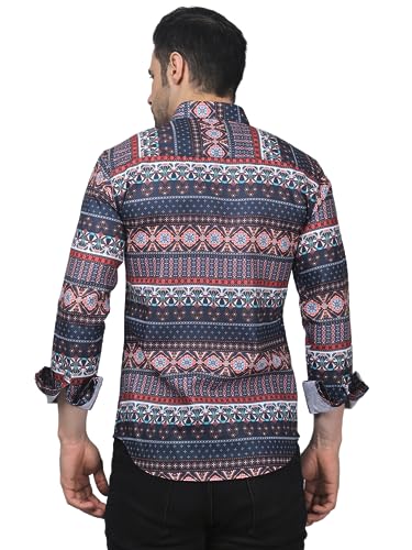 Image of TryBuy Men's Trendy Linen Casual Printed Full Sleeves Shirt