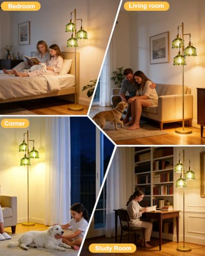 Image of Lightdot Globe Floor Lamp with LED Bulbs Included, Dimmable Floor Lamps,Unique Modern Standing Tall Lamp for Bedroom Living Room /Sofa Beside /Corner Decor-Gold