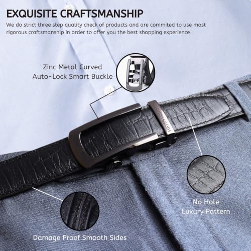 Image of HAYES LONDON Leather Ratchet Belt for Men | Adjustable No-Holes | Customizable Fit, Stylish & Effortless Buckle | Formal & Casual Wear Belts