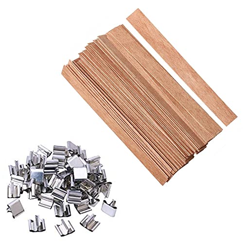 100Pcs Wooden Candle Wicks - 5.1 X 0.5 Inch Crackling Wood Wick With Iron Stand Friendly Smokeless Candle Wicks For Diy Candles (50 Set) #TOP3