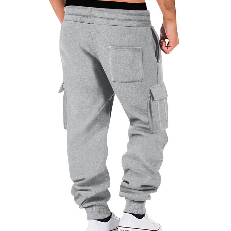 Men's Workout Joggers Stretch Sweatpants Casual Cargo Pants Hiking Drawstring Tactical Trousers with Multi Pockets2