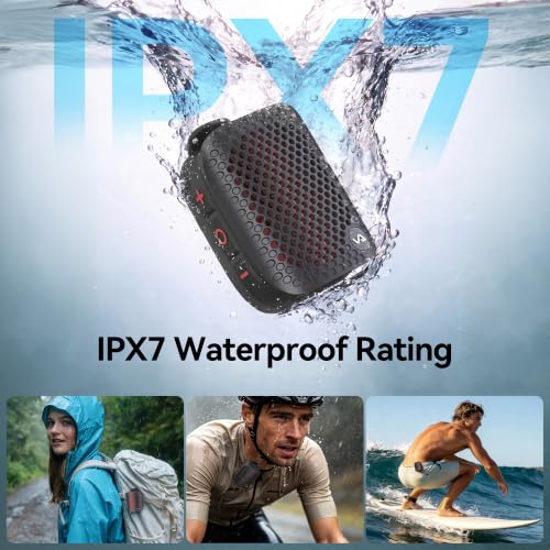 vanhuz Blaster Micro Wearable Bluetooth Speaker, Clip-On Wireless Small Portable Speaker with Built-in Mic (Non-Magnetic), IPX7 Waterproof, TWS, Hands-Free Music/Calls for Work/Cycling/Running, Black - image 3