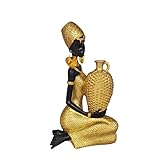 Gold Resin Elegant African American Figurine – Unique Black Sculpture for Home Decor, Living Room & Office, Collectible Art Statue and Gifts for Women（vase）