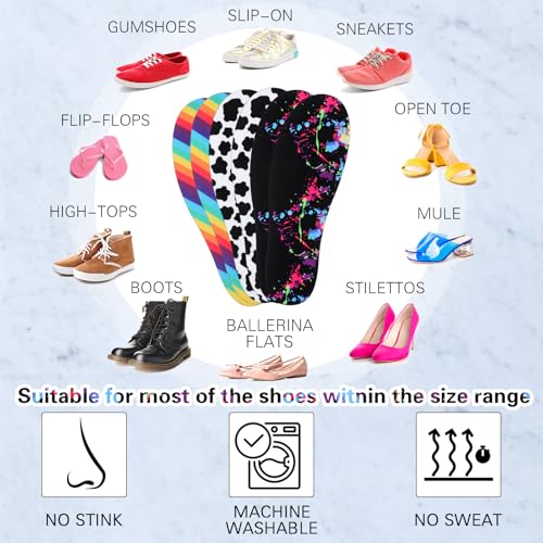 Image of 3 Pairs No Show Socks Sockless Shoe Liner Washable Barefoot Shoe Insoles No Slipping Inserts(Elegant Style)