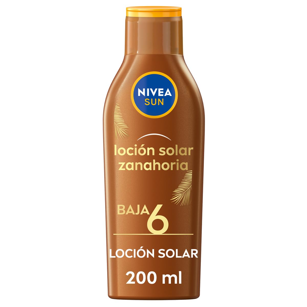 NIVEA SUN Leche Solar Zanahoria FP6 (1 x 200 ml), protección solar para un bronceado bonito y duradero, protector solar hidratante resistente al agua, crema bronceadora