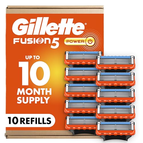 Gillette Fusion5 Power Razor Blades for Men, 5-Blade Razor Refills, 10 Count