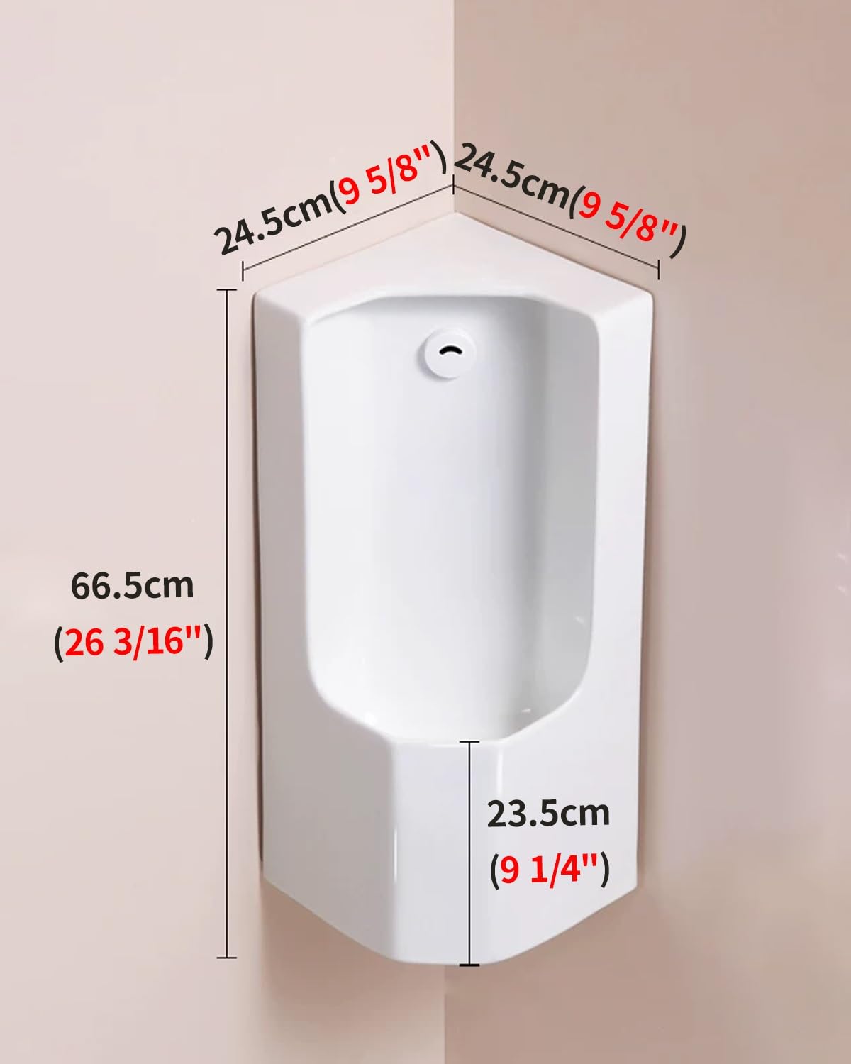 Urinario de Esquina Urinario Cerámico de Esquina para Pared, para Aseo de Hombres. Aseo Pequeño con Descarga Automática Mediante Sistema de Inducción. Inodoro.