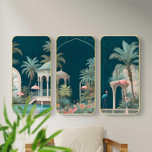 Image of Livin'luxe Set of 3 Flamingo modern art Boho painting Premium Framed Laminated Wall paintings for living room, bedroom, home decoration, wall decoration 20 inch x 30 inch SP-30
