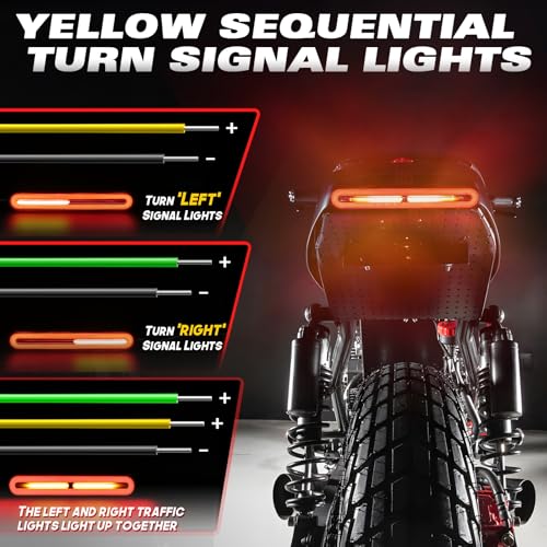 Image of Alopee 9 inch Universal Motorcycle Tail Light with Turn Signals 10V-30V | 3-in-1 Waterproof Motorcycle Brake Light Used for Chopper, Truck, ATV, UTV, ADV, Pick-up and Golf Cart (with 1 Wrench)
