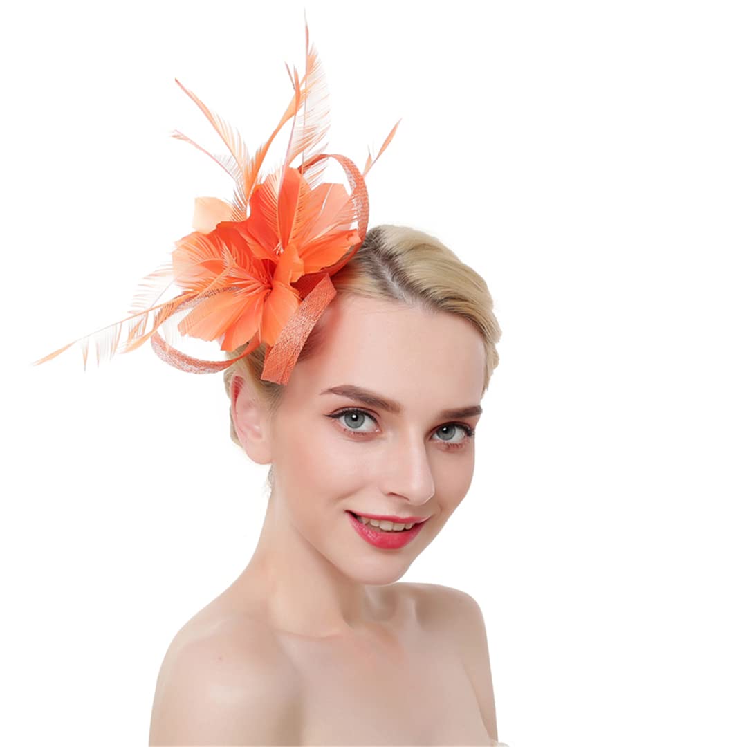 YTBHSHXZ， Fermagli for capelli da donna con piume, for feste e matrimoni, con fermagli for capelli a forma di fiore.