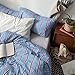 mixinni Vintage Striped Blue Duvet Cover King - 100% Cotton Red Stripes 3-Piece Bedding Duvet Cover Set with Zipper Closure, Soft & Breathable Retro Design for All Seasons (King Size)