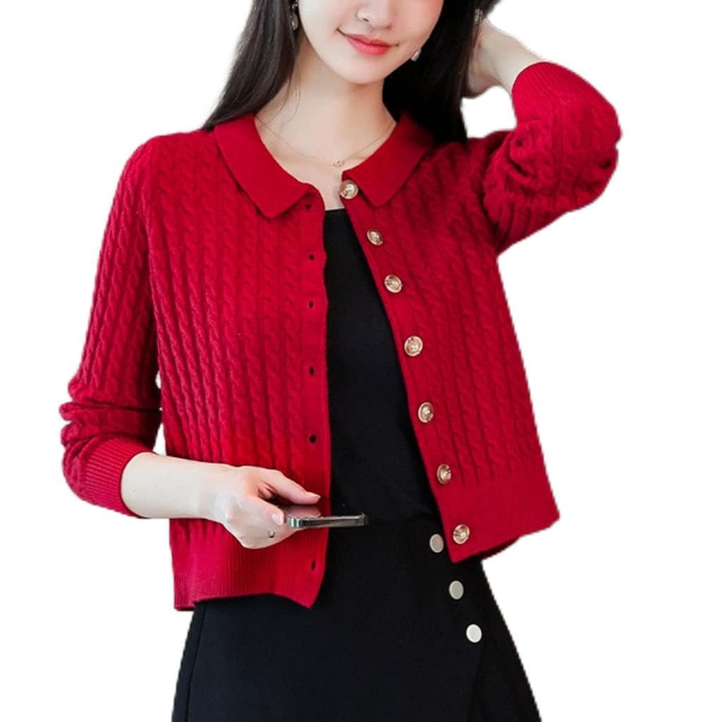 Retro Sweater Female Cardigan Outside Autumn Winter Womens Clothing Short Slim Knit Coat