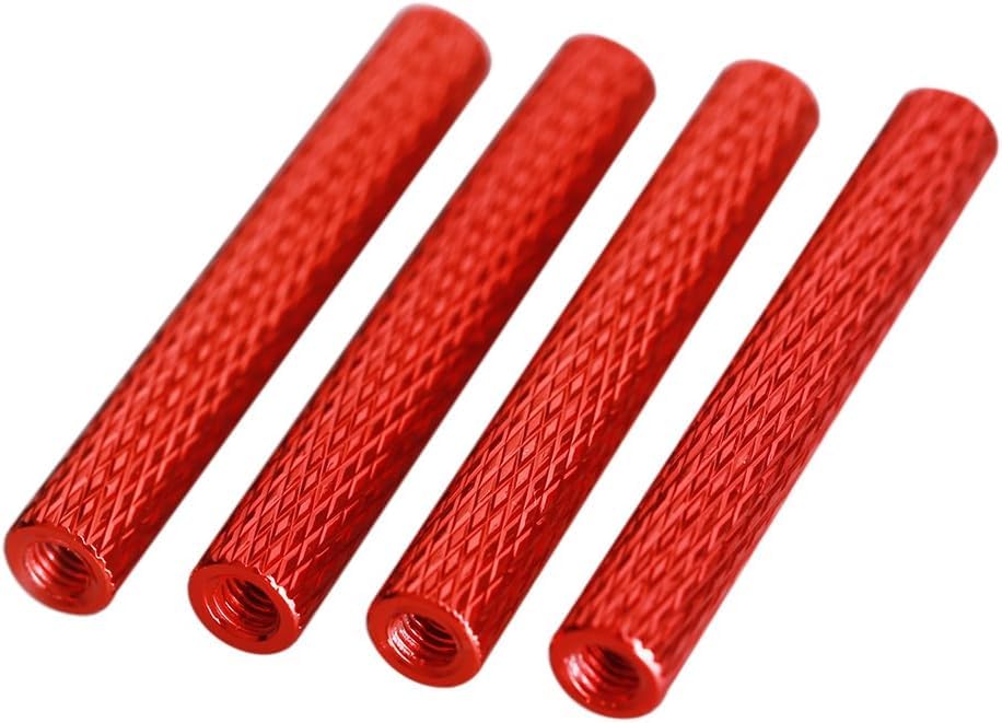 100pcs M2X22 OD=4mm Aluminum Knurled Standoffs Aluminum Rods Connecting Column Spacer for RC Drone Quadcopter (M2x22 OD=4mm,Red,100)