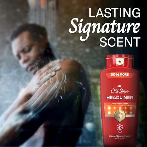 Image of Old Spice Body Wash for Men, 24 /7 Shower Fresh & Clean with Daily Use, Lasting Signature Scent, Refreshing Lather, Moisturizing Formula, Headliner with Black Currant, Leather, & Amber Scent, 24 oz