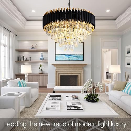 Image of Virya Chandelier for Living Room Modern Ceiling Light Jhumar for Hall Light for Living Room (Black, 600mm)