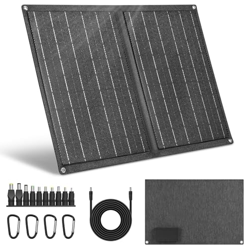 21W Panneau Solaire Portable Pliable Chargeur, Rendement 23%, Chargeur Rapide avec Ports USB et Sortie DC 18V, Panneau Solaire Pliant pour Camping Voyage en...