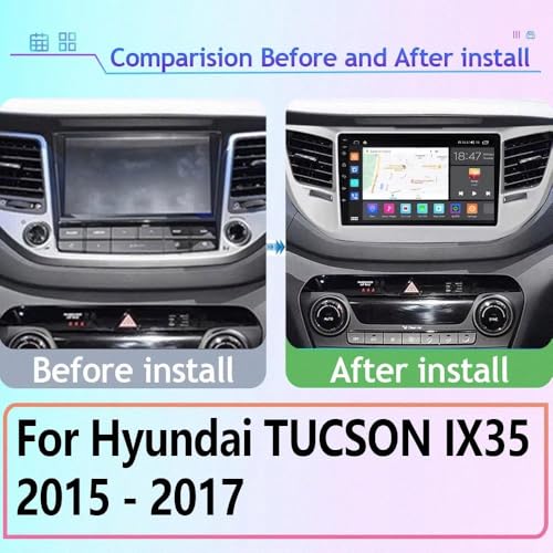 Radio de coche 2 DIN para Hyundai Tucson IX35 2015-2017 con Carplay, Android Auto y Bluetooth 2