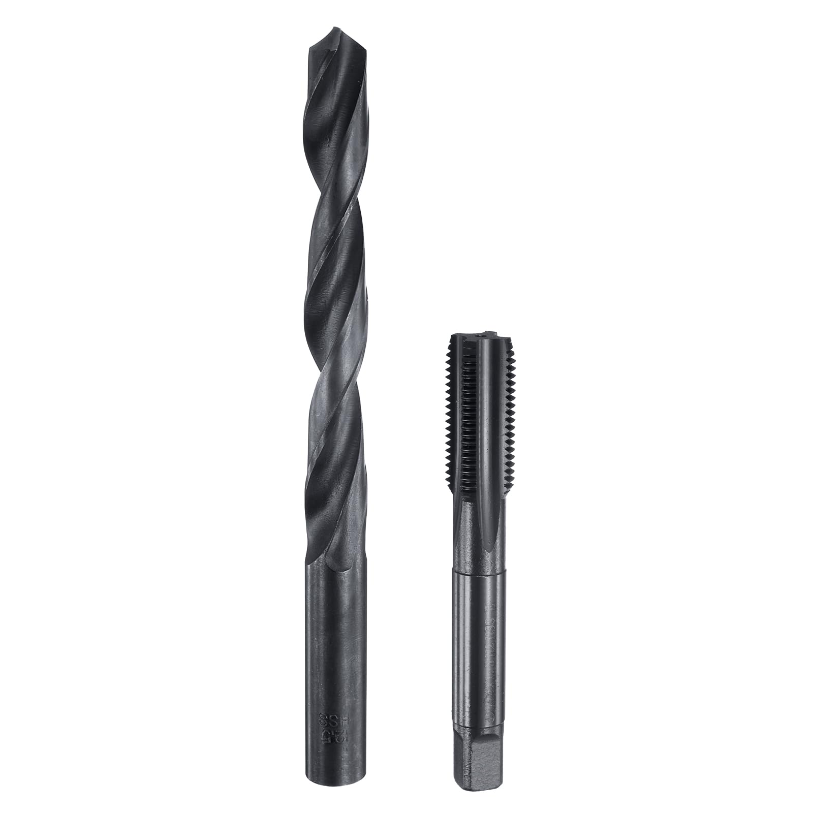 QUARKZMAN Set di Punte e Maschi per Filettare, Maschio M14 x 1.5 Metrico a Flauto Dritto & Punte da Trapano da 12.5mm, Kit Attrezzi per Filettatura in Acciaio HSS-6542